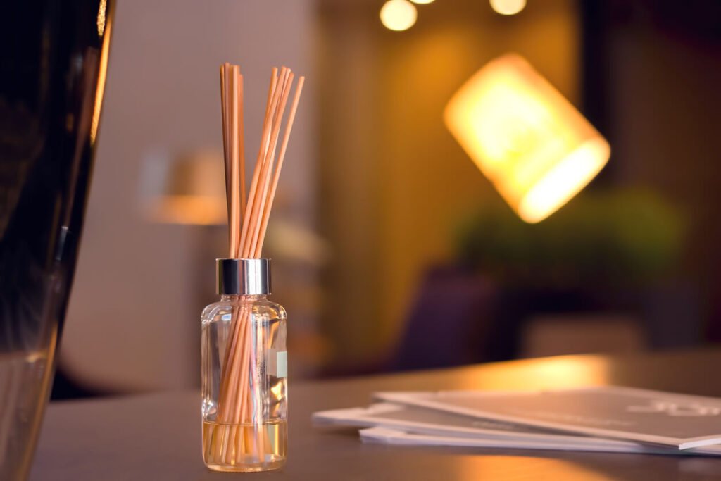 scent diffuser on table in luxury hotel room